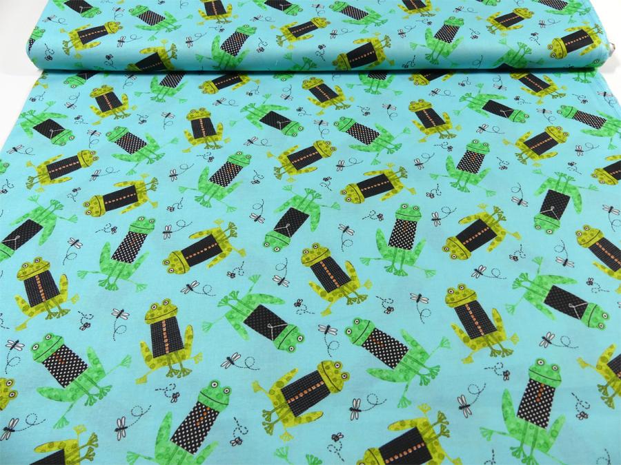 Patchworkstoff von Benartex aus der Serie Frogtastic mit Fröschen und Libellen